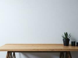 AI generated Empty Wooden table on the White background Close up view. High quality photo