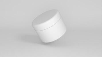 3D rendered Cosmetics Jar mock up. Packaging clear Cosmetic cream on isolated Light Grey background photo