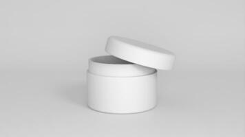 3D rendered Cosmetics Jar mock up. Packaging clear Cosmetic cream on isolated Light Grey background photo