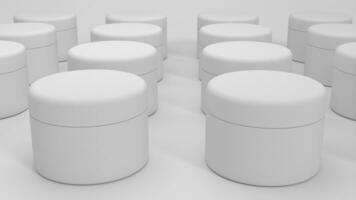 3D rendered Cosmetics Jar mock up. Packaging clear Cosmetic cream on isolated Light Grey background photo