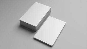 3D rendered Business card mock up with front and back. Empty mockup for Presentation on isolated Light Grey background photo