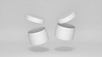 3D rendered Cosmetics Jar mock up. Packaging clear Cosmetic cream on isolated Light Grey background photo