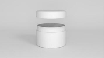 3D rendered Cosmetics Jar mock up. Packaging clear Cosmetic cream on isolated Light Grey background photo