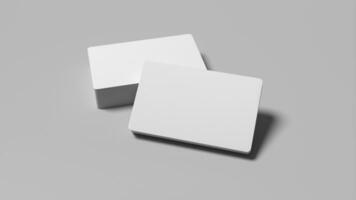 3D rendered Business card mock up with front and back. Empty mockup for Presentation on isolated Light Grey background photo