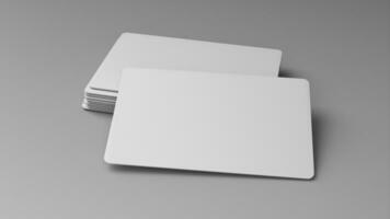 3D rendered Business card mock up with front and back. Empty mockup for Presentation on isolated Light Grey background photo