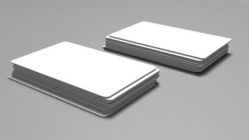 3D rendered Business card mock up with front and back. Empty mockup for Presentation on isolated Light Grey background photo