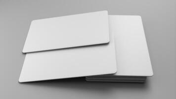 3D rendered Business card mock up with front and back. Empty mockup for Presentation on isolated Light Grey background photo