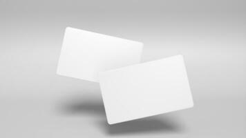 3d prestados negocio tarjeta burlarse de arriba con frente y atrás. vacío Bosquejo para presentación en aislado ligero gris antecedentes foto