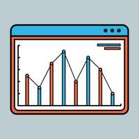 stock traders at laptop with graph chart buy and sell shares. Stock market index, stockbroking company, stock exchange data concept. Living coral bluevector isolated illustration vector