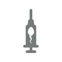 Sperm and injection or syringe vector icon. In vitro fertilization, spermatozoon symbol.