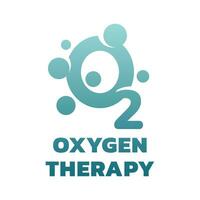 Oxygen, O2 therapy vector logo. Oxygenation, oxygen molecule and medical treatment icon.