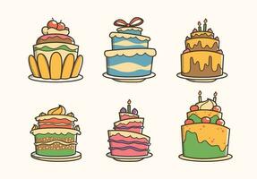 Set of Birthday cake sticker design, icon design and vector illustration