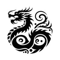 Silhouette of green wood chinese dragon symbol of the 2024 chinese new year vector