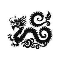 Silhouette of green wood chinese dragon symbol of the 2024 chinese new year vector