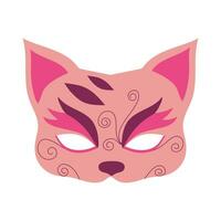 Carnival mask in the form of cat. Festive element for holiday. Flat cartoon vector illustration isolated on a white background.