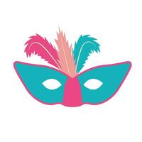 Carnival mask with feathers. Festive element for holiday. Flat cartoon vector illustration isolated on a white background.