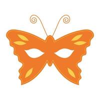 Carnival mask in the form of butterfly. Festive element for holiday. Flat cartoon vector illustration isolated on a white background.