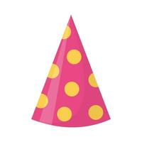 Party hat. Cute birthday cone cap in bright colors. Festive paper cap isolated on white background. vector