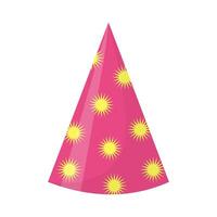 Party hat. Cute birthday cone cap in bright colors. Festive paper cap isolated on white background. vector