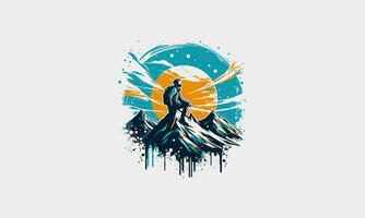 man on mountain vector illustration artwork design