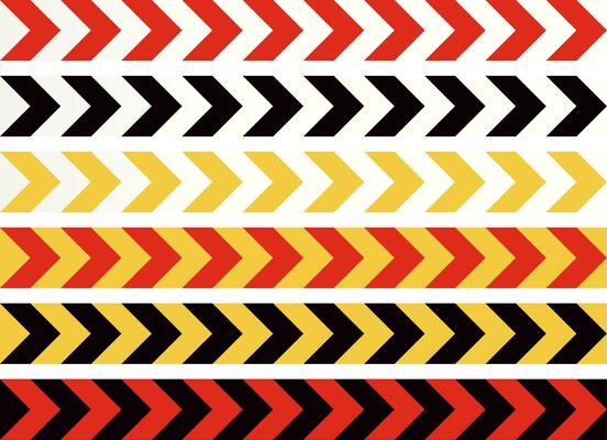traffic arrow sign vector, warning or security design trendy style. red yellow black white