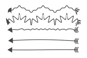 dibujado a mano nuevo flechas línea conjunto vector diseño con curvilíneo y ondulado en un blanco antecedentes.