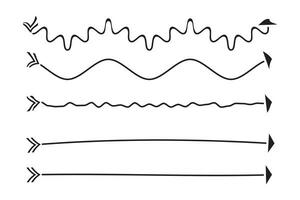 dibujado a mano nuevo flechas línea conjunto vector diseño con curvilíneo y ondulado en un blanco antecedentes.