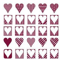 Valentines day hearts icons set. Vector illustration isolated on white background.