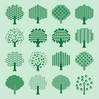 Tree logo icon set design with different concepts sign collection. Garden plant natural symbols template. vector