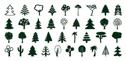 conjunto de arboles icono vector señales aislado en un blanco antecedentes.