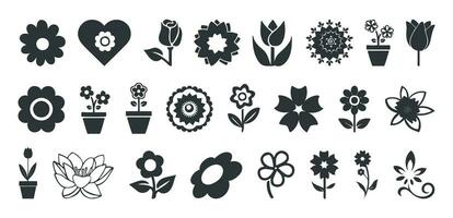 Flower and flower plant icon set nature collection isolated on transparent background. vector