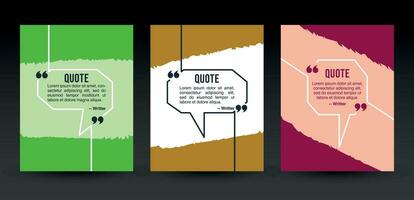 Quote frames blank templates set. Textbox isolated on colorful brush background. Text in brackets, citation empty speech bubbles, quote bubbles. Vector illustration.