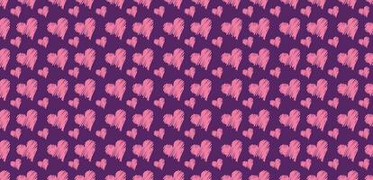 Abstract pink heart seamless pattern design isolated in lovely purple color background vector