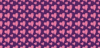 Abstract pink heart seamless pattern design isolated in lovely purple color background vector