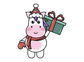 Christmas Unicorn Illustration vector