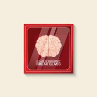 Red Emergency Box and Brain Inside vector