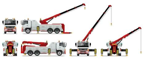 Heavy Duty Tow Truck with Crane Working vector