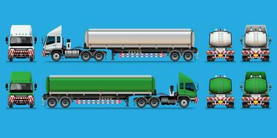 Semi-trailer Fuel Tanker Truck 18 Wheels Template vector