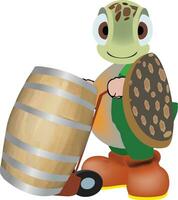 cartoon turtle with grape harvest vector