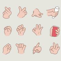 hand gestures collection vector of hand gestures, in the style of light pink and bronze, studyblr, letterboxing, high-angle, animated gifs, hand-coloring, light red and light pink