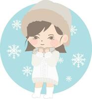 girl in a white coat and hat, in the style of kawaii chibi vector