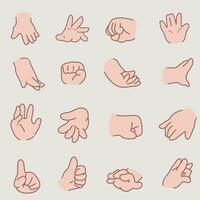 hand gestures collection vector of hand gestures, in the style of light pink and bronze, studyblr, letterboxing, high-angle, animated gifs, hand-coloring, light red and light pink