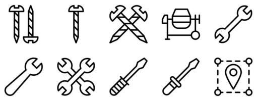 construction project line style icon set collection vector