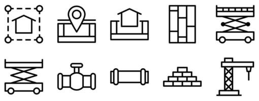 construction project line style icon set collection vector