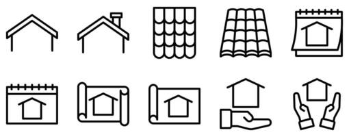 construction project line style icon set collection vector