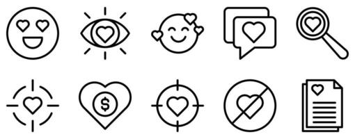 dating app line style icon set collection vector