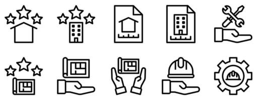 construction project line style icon set collection vector