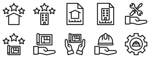 construction project line style icon set collection vector