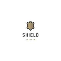 Leather shield logo design on isolated background vector