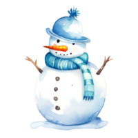 AI generated Watercolor Christmas Snowman. Clipart. AI generated. png